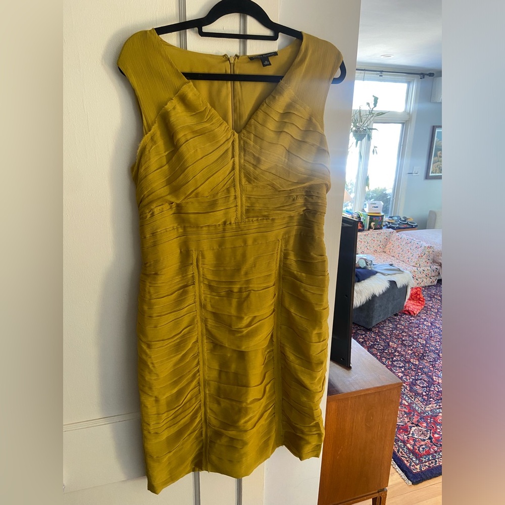 Banana Republic size 14 mustard yellow lace trim cocktail dress.